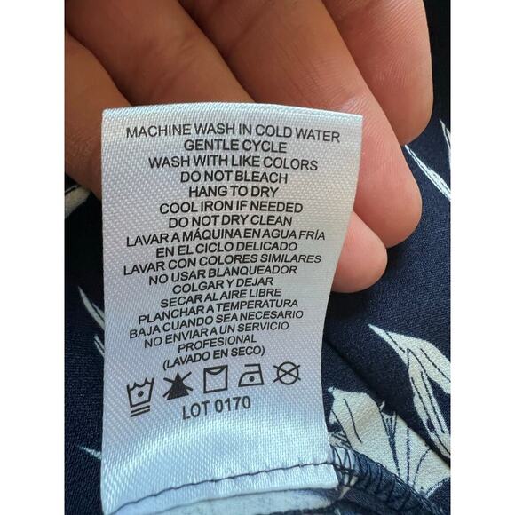 Hilary Radley Floral High-Low Blouse, Navy Blue, Small, V Neck, Lightweight - Picture 9 of 10